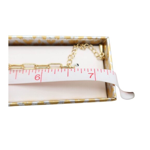 PAIGE HARPER Gold Plate Tone Letter "T" Crystal Charm Chain Bracelet NEW Dainty - Picture 4 of 6